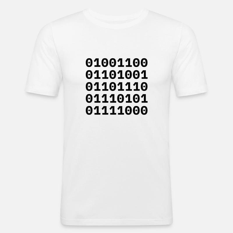 "LINUX" en code binaire. - T-shirt près du corps Homme - blanc