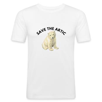 Sauver l'Arctique - T-shirt près du corps Homme - blanc - Devant - Nik (191cm)