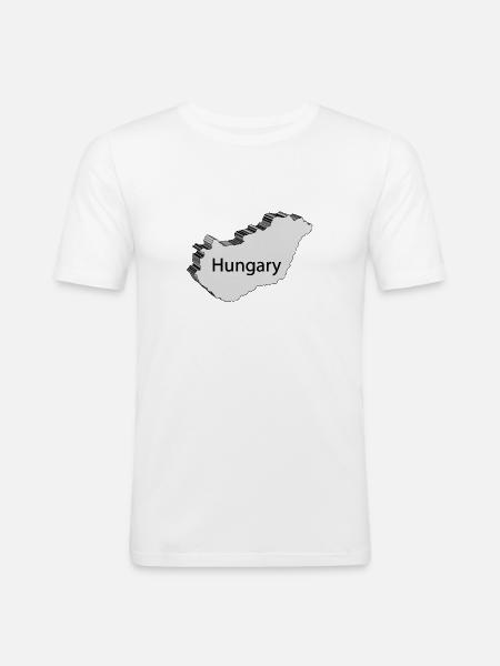 Hungary 3D Map - Men's Slim Fit T-Shirt - white