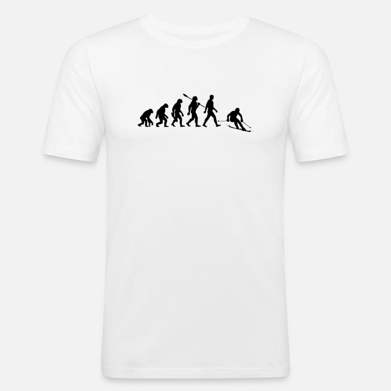 Evolution Ski Skifahrer - Männer Slim Fit T-Shirt - Weiß