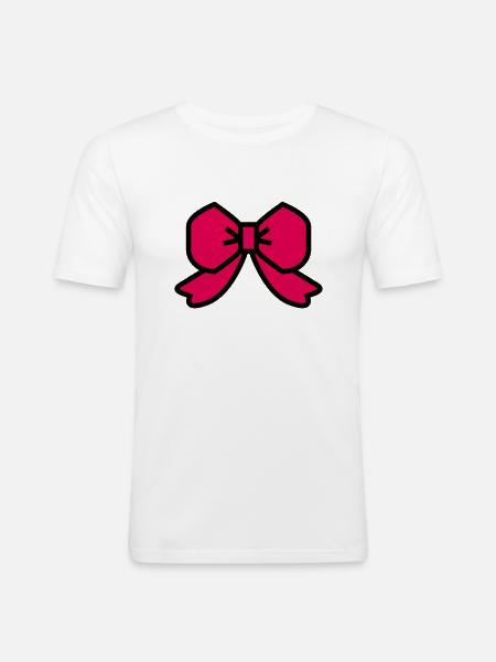 red ribbon bow - Men's Slim Fit T-Shirt - white