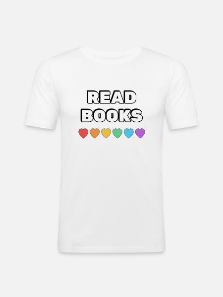 Read Books Rainbow Hearts - Men's Slim Fit T-Shirt - white