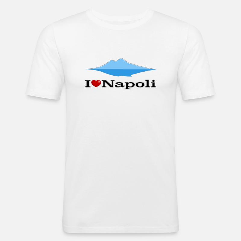 Amo Napoli ed il Vesuvio - Maglietta aderente da uomo - bianco