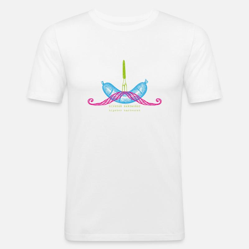 Hipster Bartwurst Neon - Männer Slim Fit T-Shirt - Weiß
