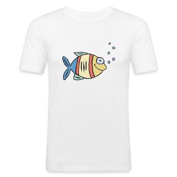 Poisson Cichlide Eau Mer Graffiti Dessin - T-shirt près du corps Homme - blanc - Devant - Nik (191cm)