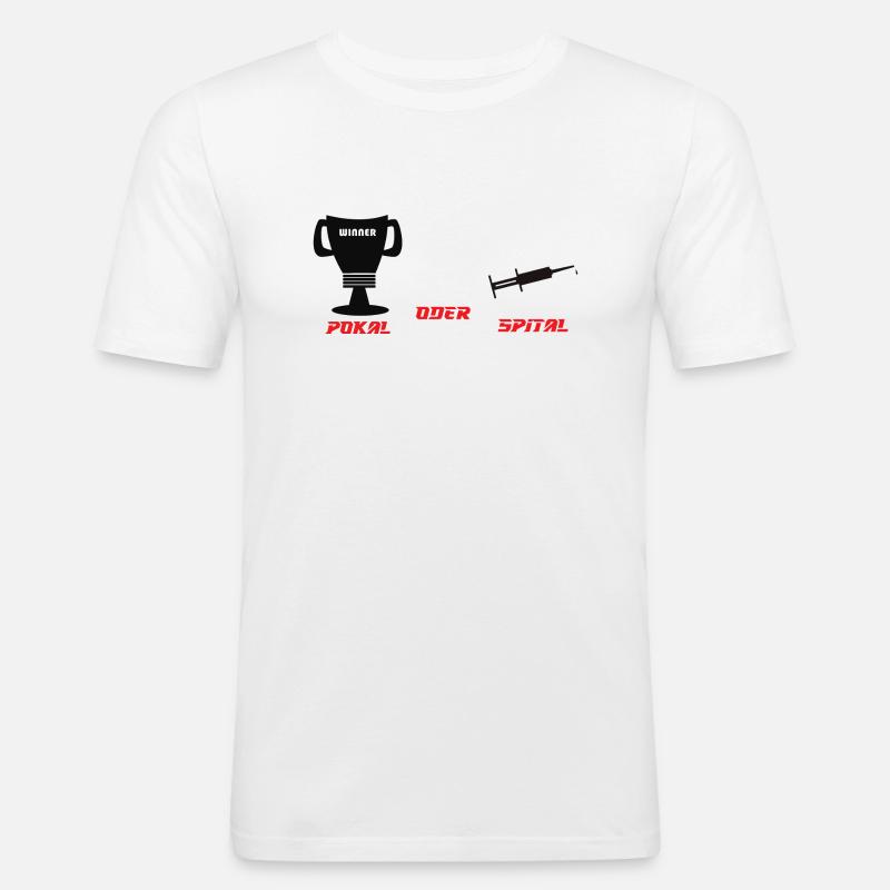 Pokal oder Spital schwarz rot - Männer Slim Fit T-Shirt - Weiß