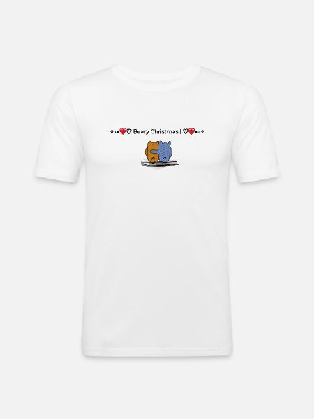 Beary Happy Christmas - Männer Slim Fit T-Shirt - Weiß