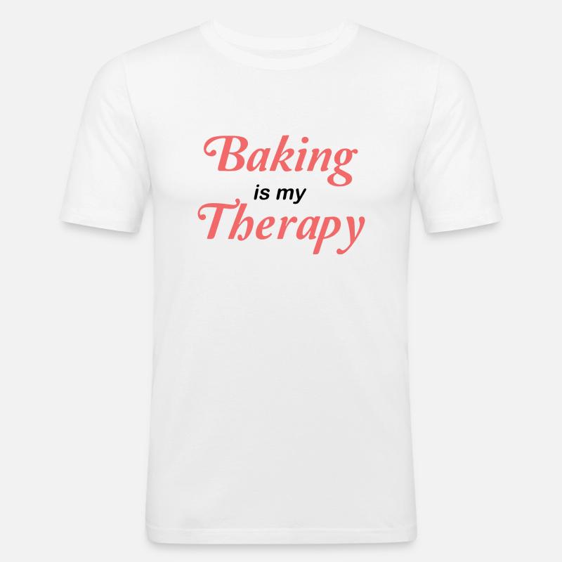 Baking is my therapy - Männer Slim Fit T-Shirt - Weiß