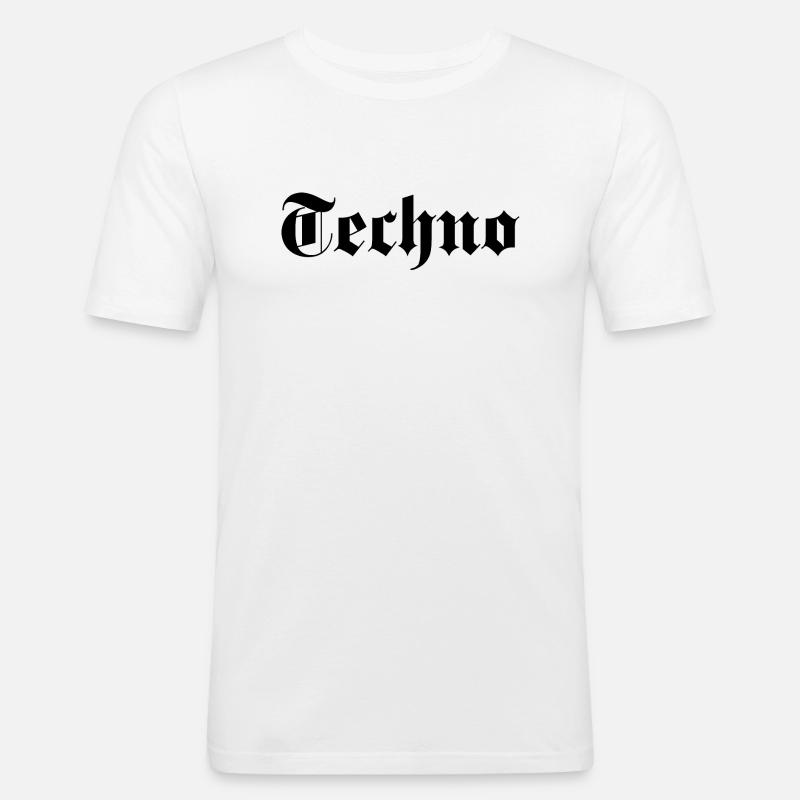 Gothic Techno Logo - Männer Slim Fit T-Shirt - Weiß