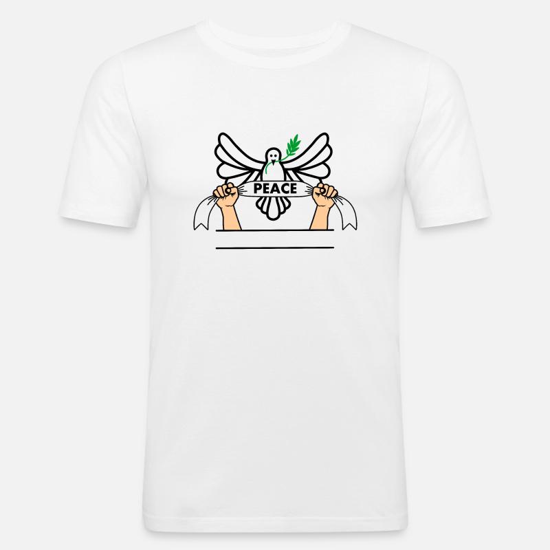 Taube mit Schleifenfrieden - Männer Slim Fit T-Shirt - Weiß