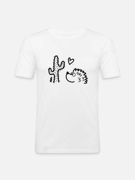 Igel in love - Männer Slim Fit T-Shirt - Weiß