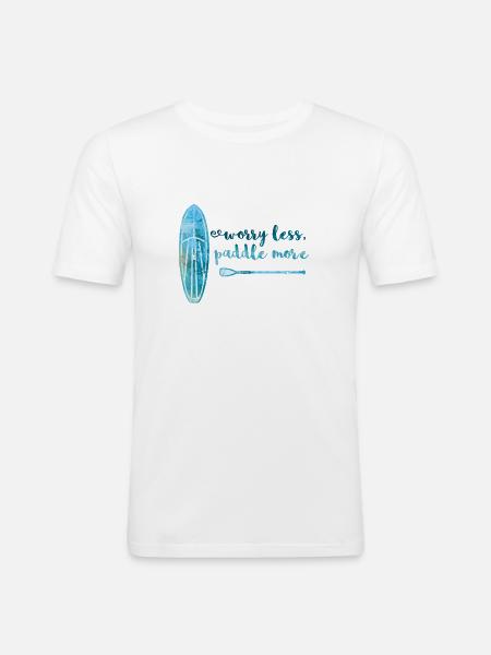 Worry less paddle more Stand Up Paddle Board SUP - Men's Slim Fit T-Shirt - white