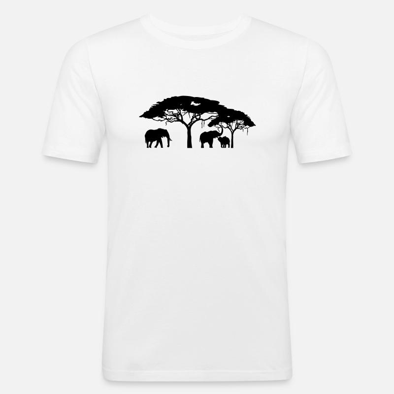 Steppe - Männer Slim Fit T-Shirt - Weiß