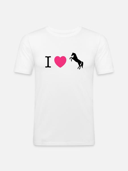 Ich liebe Pferde / Ponys - Männer Slim Fit T-Shirt - Weiß
