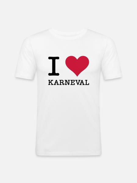 I Love Karneval - Männer Slim Fit T-Shirt - Weiß
