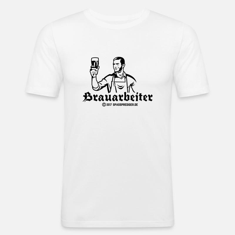 Bier Design Brauarbeiter - Männer Slim Fit T-Shirt - Weiß