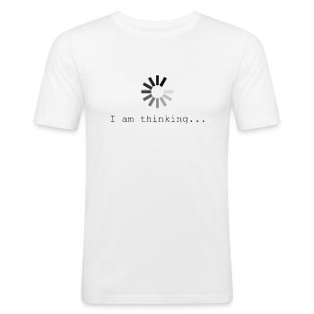 Loading Thinking - Männer Slim Fit T-Shirt - Weiß - Vorne - Nik (191cm)