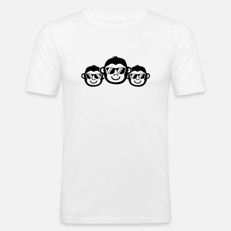 affen cool 1 - Männer Slim Fit T-Shirt - Weiß