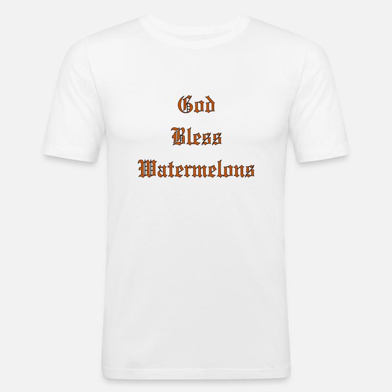 GodBlessWatermelons - Männer Slim Fit T-Shirt - Weiß