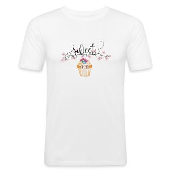 Sweet Cupacke - Männer Slim Fit T-Shirt - Weiß - Vorne - Nik (191cm)
