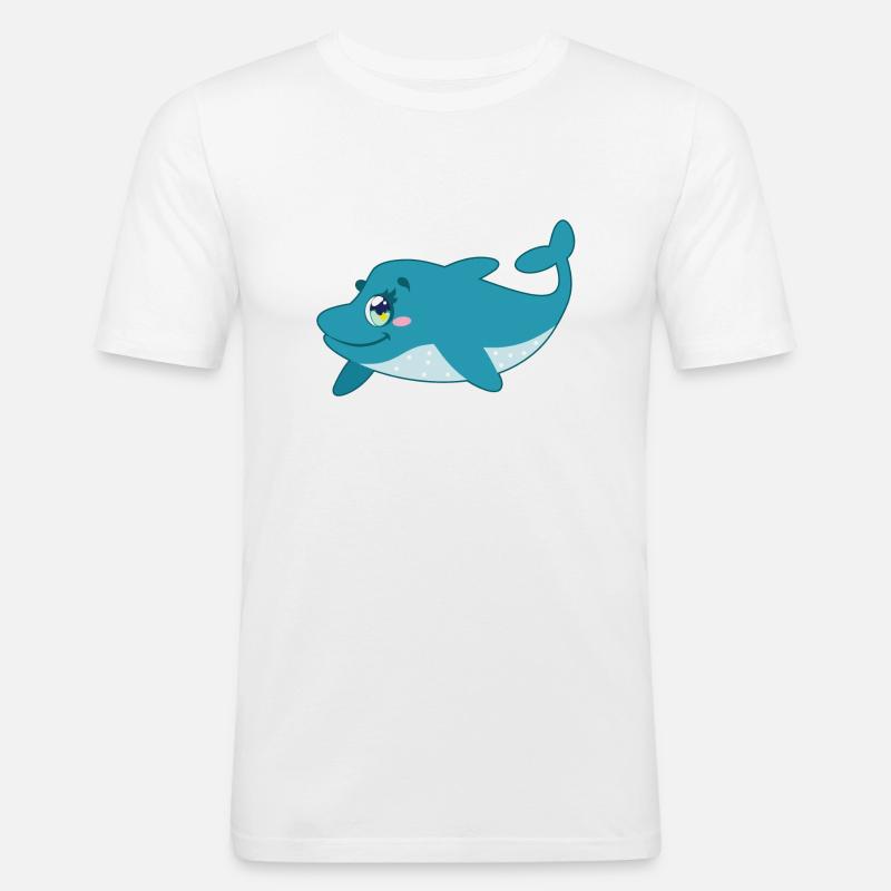 Süßer Delfin mit Rand - Männer Slim Fit T-Shirt - Weiß