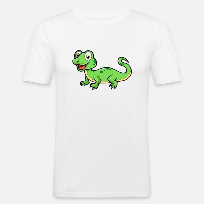 Eidechse - Männer Slim Fit T-Shirt - Weiß