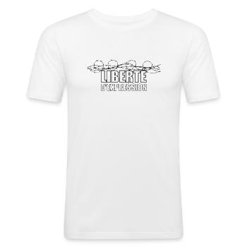 Liberté d'expression - T-shirt près du corps Homme - blanc - Devant - Nik (191cm)