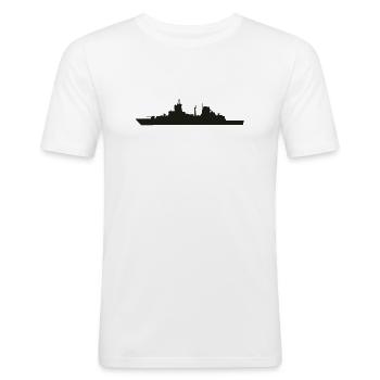 Fregatte F125 (black) Baden-Württemberg Klasse - Männer Slim Fit T-Shirt - Weiß - Vorne - Nik (191cm)