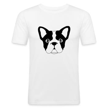 Hund - Männer Slim Fit T-Shirt - Weiß - Vorne - Nik (191cm)
