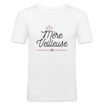 Mère veilleuse noir - T-shirt près du corps Homme - blanc - Devant - Nik (191cm)