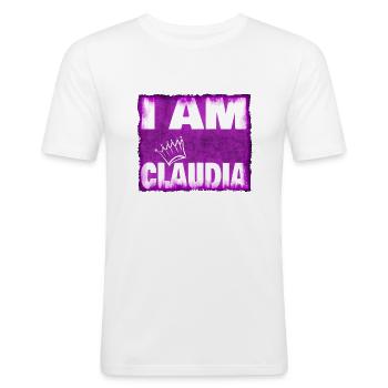 Nom du roi Claudia - T-shirt près du corps Homme - blanc - Devant - Nik (191cm)