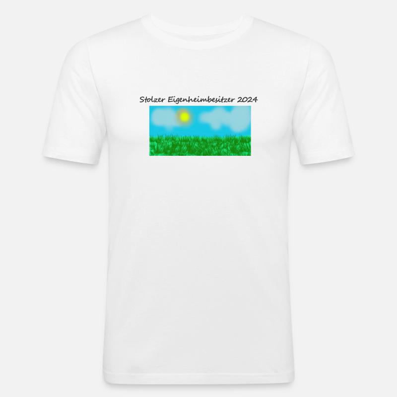 Stolzer Eigenheimnesitzer - Männer Slim Fit T-Shirt - Weiß