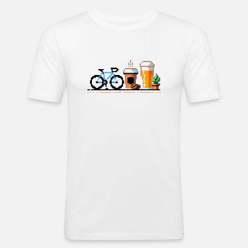 Radfahren, Bier & Kaffee - Perfekte Geschenkidee - Männer Slim Fit T-Shirt - Weiß