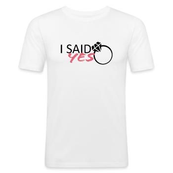 I said yes - T-shirt près du corps Homme - blanc - Devant - Nik (191cm)
