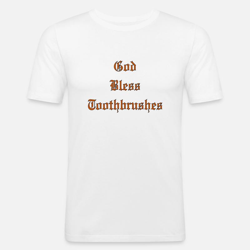 GodBlessToothbrushes - Männer Slim Fit T-Shirt - Weiß