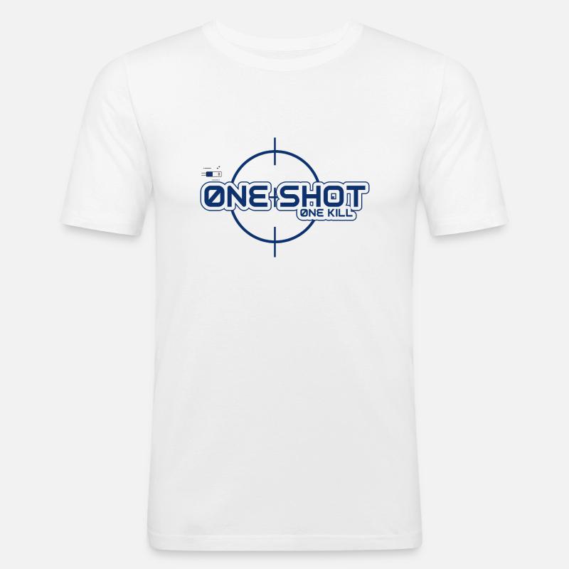Ein Schuss, ein Kill - Männer Slim Fit T-Shirt - Weiß