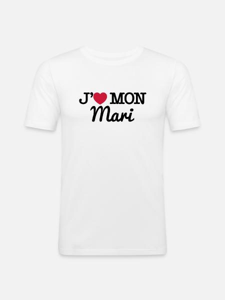 J'aime mon mari - T-shirt près du corps Homme - blanc