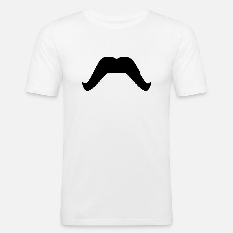 baffi. Baffi alla barba - Maglietta aderente da uomo - bianco