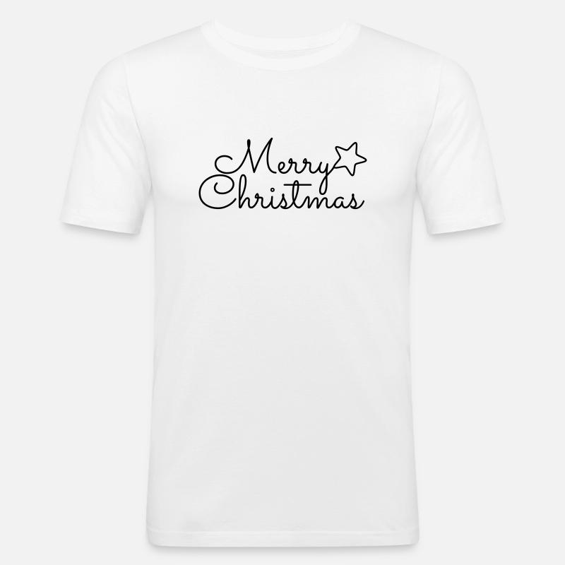 Joyeux Noël cursive Joyeux Noël - T-shirt près du corps Homme - blanc