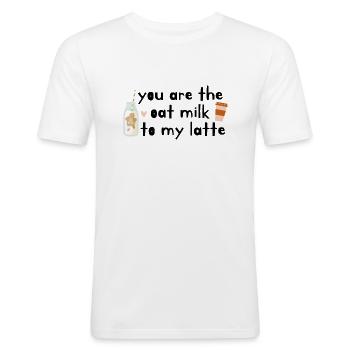 Oat Milk Coffee Latte Proof of Love Vegan Heart - Men's Slim Fit T-Shirt - white - Front - Nik (191cm)