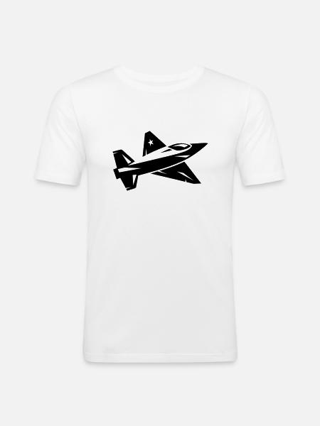 Kampfflugzeug - Männer Slim Fit T-Shirt - Weiß