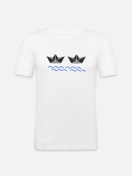 papierboote 02 - Männer Slim Fit T-Shirt - Weiß