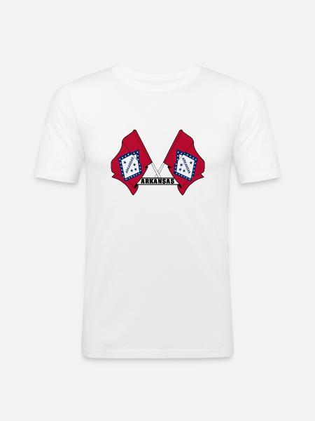 Two flags text 'ARKANSAS' - Men's Slim Fit T-Shirt - white