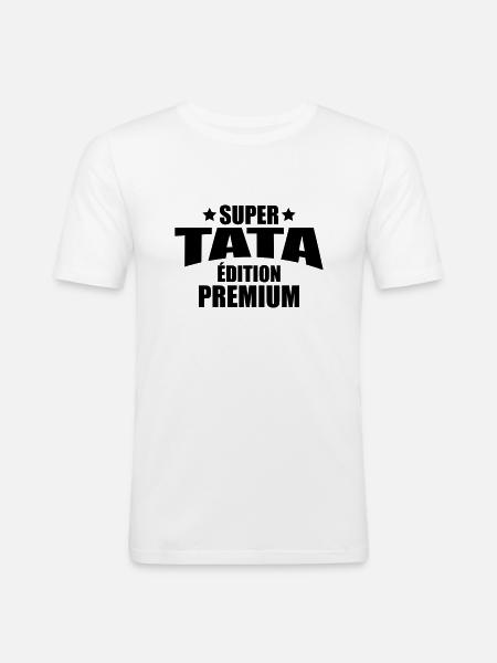 super tata édition premium - T-shirt près du corps Homme - blanc
