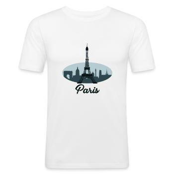 Paris - T-shirt près du corps Homme - blanc - Devant - Nik (191cm)