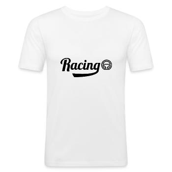 Motorsport - Männer Slim Fit T-Shirt - Weiß - Vorne - Nik (191cm)