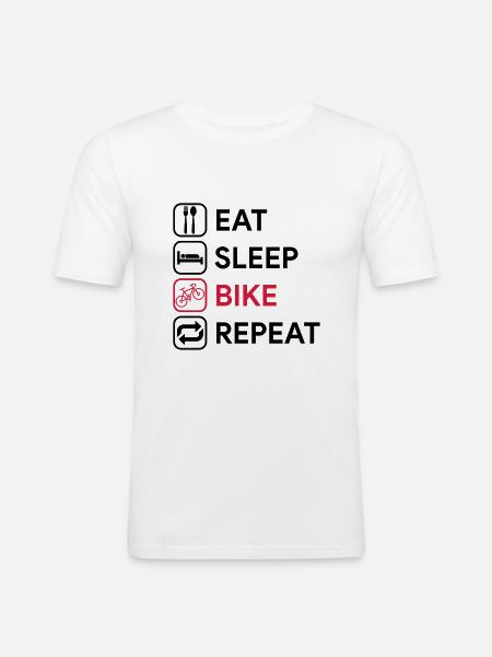 manger dormir répéter vélo - T-shirt près du corps Homme - blanc