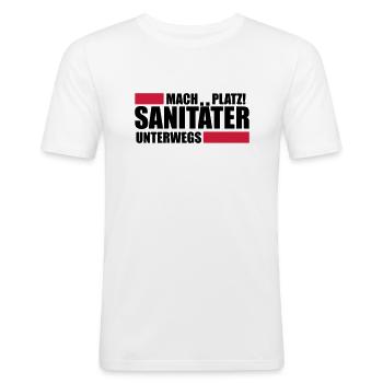 Sanitäter T-Shirt Rettungsdienst Geschenk - Männer Slim Fit T-Shirt - Weiß - Vorne - Nik (191cm)