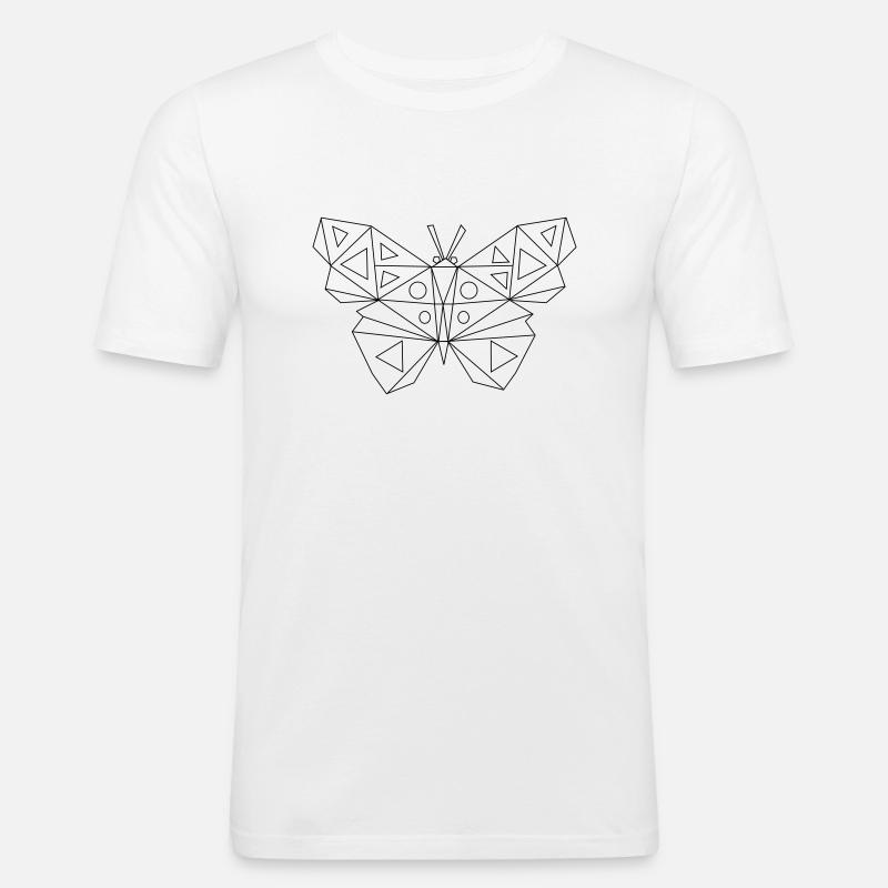 Low Poly Art - Schmetterling - Männer Slim Fit T-Shirt - Weiß