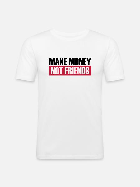 Make Money Logo - Men's Slim Fit T-Shirt - white